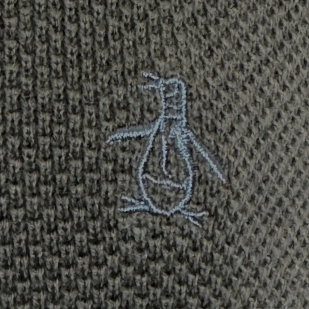 Original Penguin Men's Deep Forest Green Cotton Textured Crew Neck Sweater